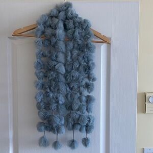 Fluffy Blue Scarf, Natural Fur